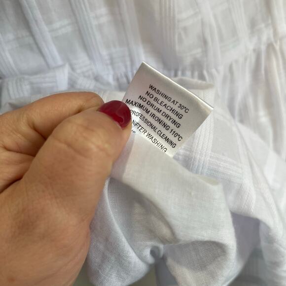 Pink Lily White Cotton Babydoll Dress Puff Sleeves Square Neck Flowy Sz Large - Picture 5 of 9